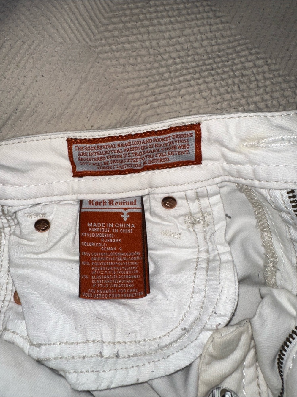 Rock Revival White Jeans with Orange Embroidery